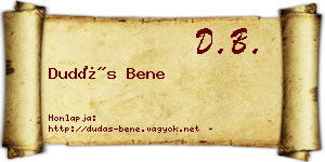 Dudás Bene névjegykártya